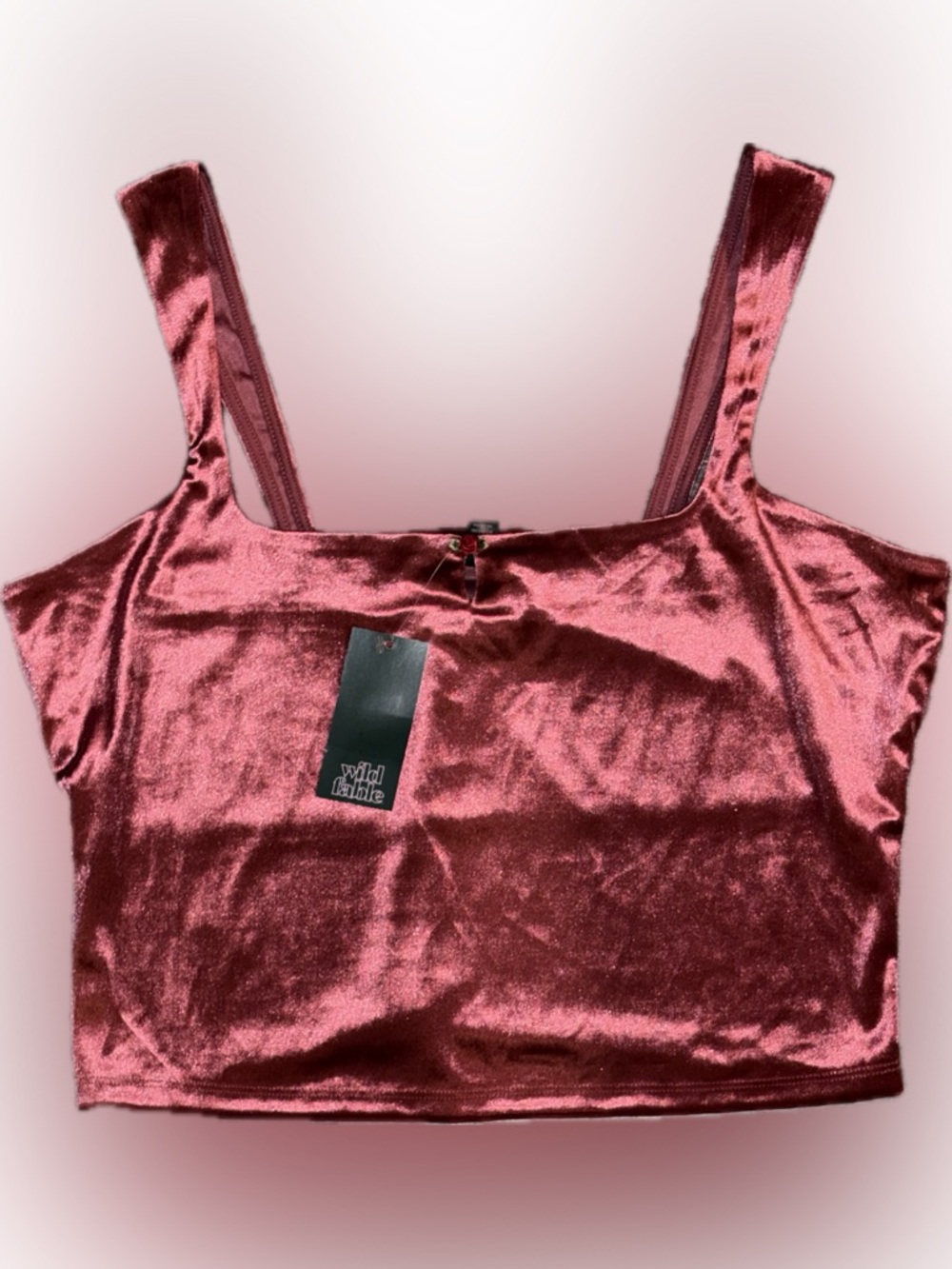 wild fable Rose Metallic Velvet Crop Tank